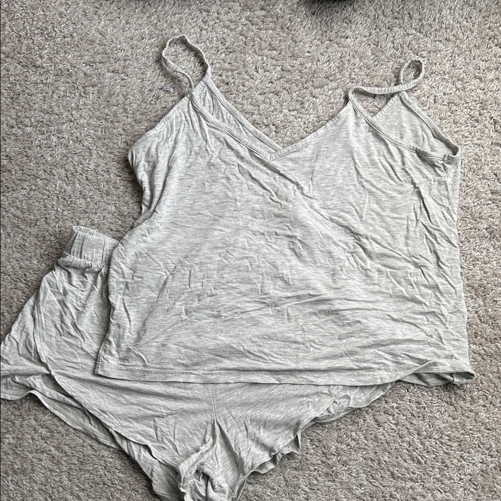 Gray sleep set tank and shorts